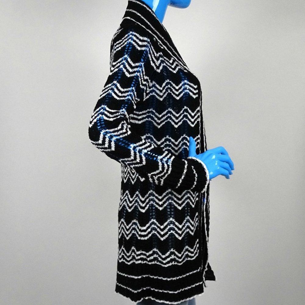 BCBGMaxAzria Open Front Chevron Cardigan M 8 10 - Picture 3 of 5
